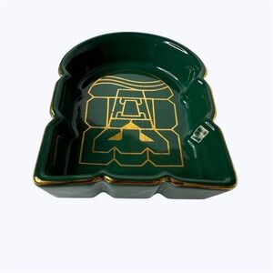 Windsor Court Hotel New Orleans Hunter Green Gold Crest Ceramic Trinket Ashtray
